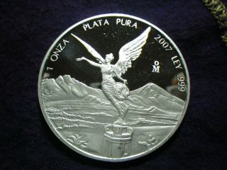 2007 Mexico 1 Oz Silver Libertad Proof Coin Low Mintage Km 639
