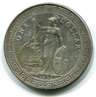1901 - B 1901 British Trade Dollar Au : Bombay : Silver $1 : China,  Hong Kong,  Usa