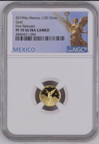 2019 Mexico 1/20 Onza Libertad Gold Ngc Pf 70 Uc First Releases Top Pop