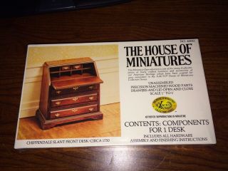 1/12 Chippendale Slant Front Desk Kit 40042 House Of Miniatures Open Complete