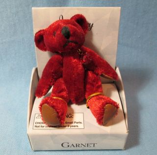Miniature Jointed Teddy Bear January Birthstone Garnet Russ Berrie Nib T