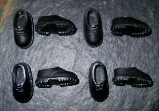 Barbie Doll Shoes - 4 Pairs Of Black " Doc Martins " For Skipper,  Todd & Stacie