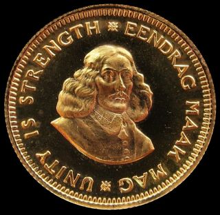 1982 Gold South Africa 3.  994 Grams Proof 1 Rand Jan Van Riebeeck Coin