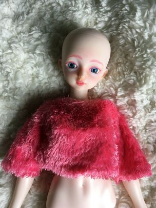 Fuzzy Pink Crop Top Shirt Sweater Fits 1:4 Msd Bjd Doll