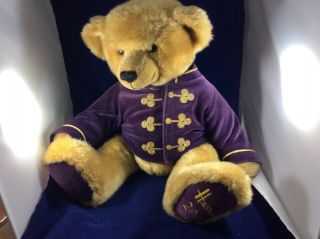 Harrods London Purple Prince 2000 Golden Plush Bear Stuffed Animal Gold 13 "