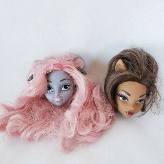 Monster High Mouscedes King Doll Head Only Replacement Part & Clawdeen Doll Head