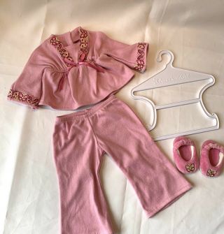 American Girl Doll Pink Pajama Set With Slippers