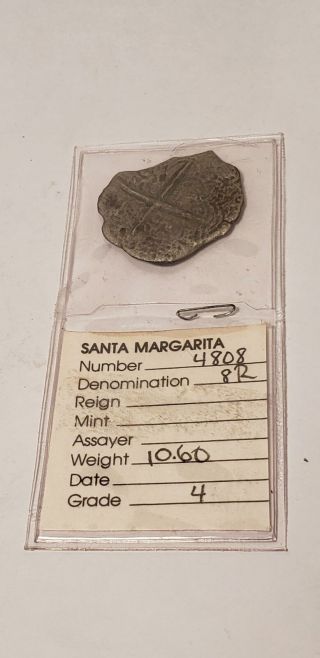 Old Silver Santa Margarita Shipwreck - 8 Reales Atocha - Era Spanish Silver - Coin
