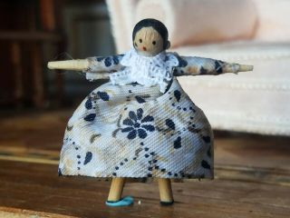 Dollhouse Miniature Artisan Little Wood Doll Toy Handmade 1 1:12