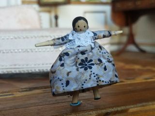 Dollhouse Miniature Artisan Little Wood Doll Toy Handmade 1 1:12 2