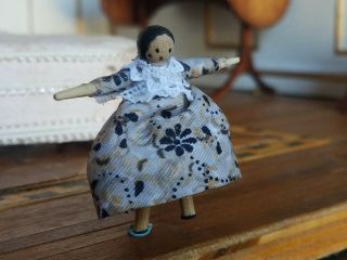 Dollhouse Miniature Artisan Little Wood Doll Toy Handmade 1 1:12 3