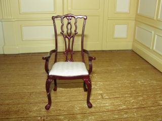Dollhouse Miniature Mahogany Arm Chair