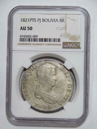 Bolivia 1821 Pts Pj 8 Reales Toned Silver World Coin 