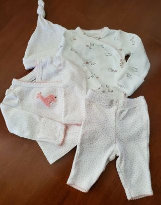 Newborn Carters Baby Girls 4pc Set For Reborn Baby Doll
