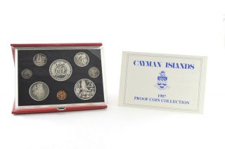 1987 Cayman Islands 8 Coin Proof Set - Display Book & 133