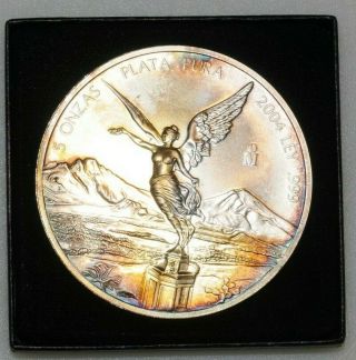 2004 Mexico 5 Oz Libertad.  999 Silver Toning Plata Pura