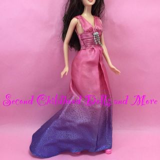 Barbie Fashion Fever Makeup Chic Dress Pink Purple Glitter Long Gown & Shoes N59