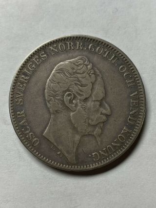 Sweden Oscar I 1857 Riksdaler Specie 4 Riksdaler Riksmynt Large Crown Coin