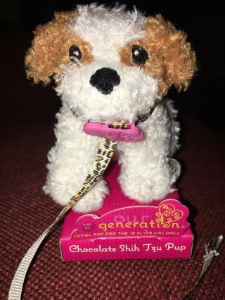 Our Generation Chocolate Shih Tzu Pup W/leash For 18 " Doll - American Girl