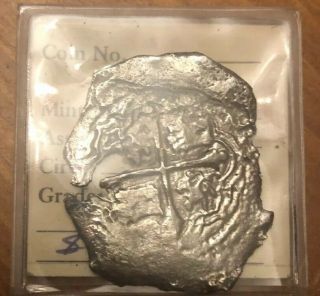 Silver 8 Reales Shipwreck Coin From The Concepcion 1641