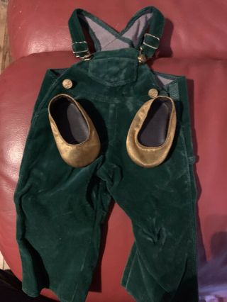 American Girl Doll Green Velvet Overalls From Holiday Bibs Outfit Shoes