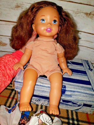 Fisher Price Little Mommy Doll brown hair blue eyes 13 3