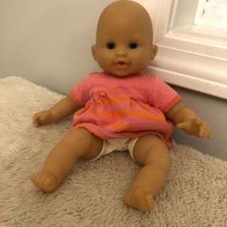 Corolle Baby Girl Doll Small Soft Body Pvc Limbs Pink Coral Striped Sleepy Eyes
