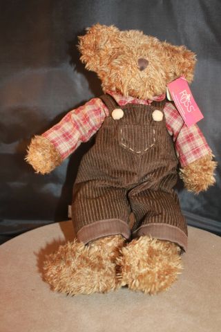 Russ Avon Fitzsimmons Teddy Bear In Overalls 15 " Plush Stuffed Animal