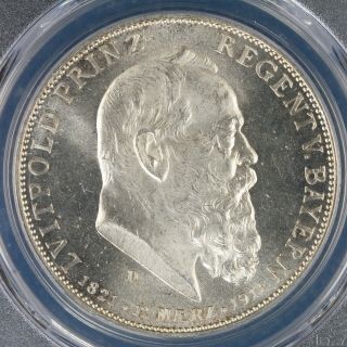 5 Mark 1911 - D Pcgs Ms65 German Empire Bavaria Birthday Gem Bu Silver Coin