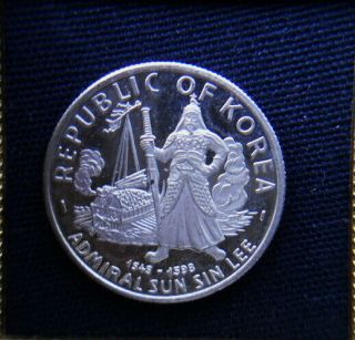 1970 South Korea Silver Coin 100 Won Unc Proof Admiral Sun Sin Lee
