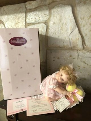 Ashton Drake 10 " Porcelain Seated Baby Doll Just Hatched Blonde W/accessories