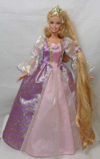 Barbie Repunzel Princess Doll With Growing Hair & Lavender & Pink Dress