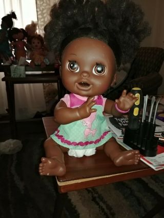 2012 Baby Alive Real Surprises Black Interactive Doll Bilingual Eng Spanish Wets