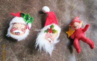 3 Annalee Mobilitee Christmas Ornaments Santa Claus Head 