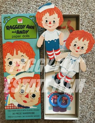1975 Whitman & Bobbs - Merrill " Raggedy Ann And Andy " Paper Doll Boxed Set Uncut