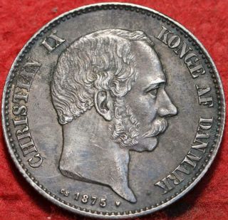1875 Denmark 2 Kroner Silver Foreign Coin
