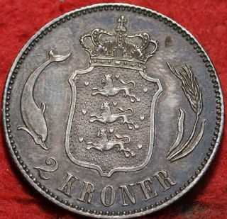 1875 Denmark 2 Kroner Silver Foreign Coin 2