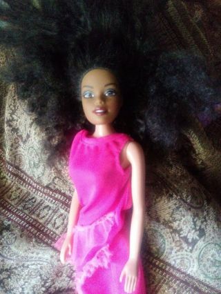 1990 Barbie African American Pink Dress Afro Huge Hair 95