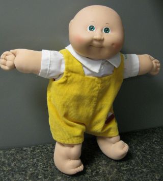 Vintage 1978 - 82 Cabbage Patch Boy Doll By Coleco.  Bald/green Eyes.  14 " Vinyl&cloth.