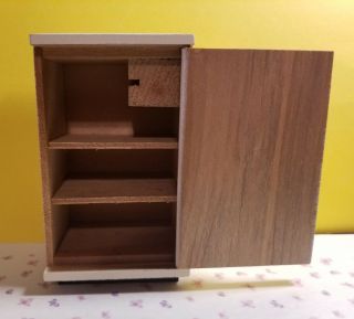 Dollhouse Miniature Old Fashioned Ice Box Beige Kitchen Made Of Wood