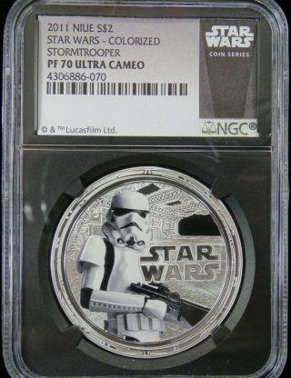 2011 Niue Silver $2 Star Wars Colorized Stormtrooper Ngc Proof 70 Ultra Cameo