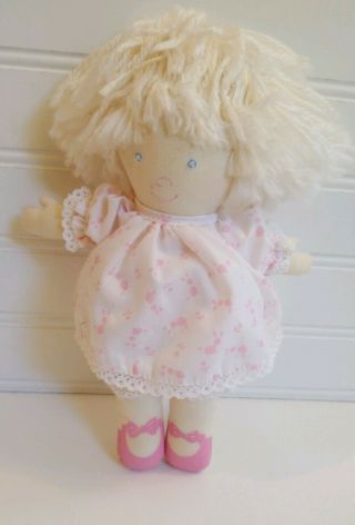 Dolls By Pauline Bjonness - Jacobsen Cloth Doll Sewn Features,  White Hair,  9 " Long