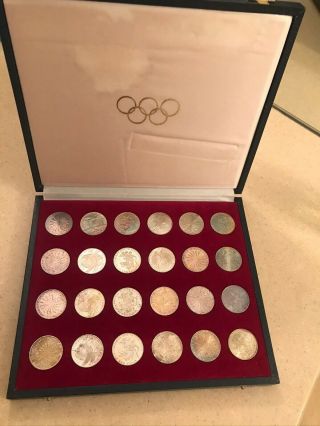 1972 Germany Silver 10m Munich Olympic Commemorative 24 Coin Set