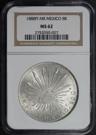1888pi Mr Mexico Silver 8 Reales Ngc Ms - 62 - 184076