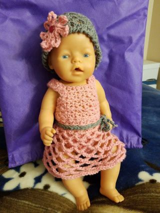 Zapf Creation 17 " Baby Born All Vinyl Doll Blue Open Eyes Drink And Wet