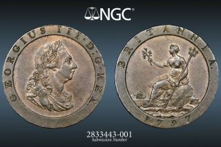 1797 Uk Great Britain Soho Cartwheel Penny Ngc Au 58 Bn