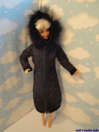 Barbie Doll House Fashion Diorama Clothing Accessories - Black Down Winter Coat