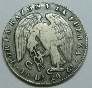 1845 Chile 1 Real Santiago Silver Scarce Coin