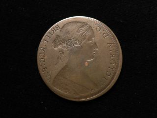 Error Coin : Gb Queen Victoria Bun Head Bronze Penny Brockage