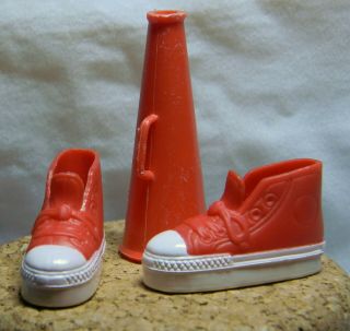 Barbie Doll Ken Younger Cousin Size Red Sneakers 1 - 1/4 " Long & Megaphone F139